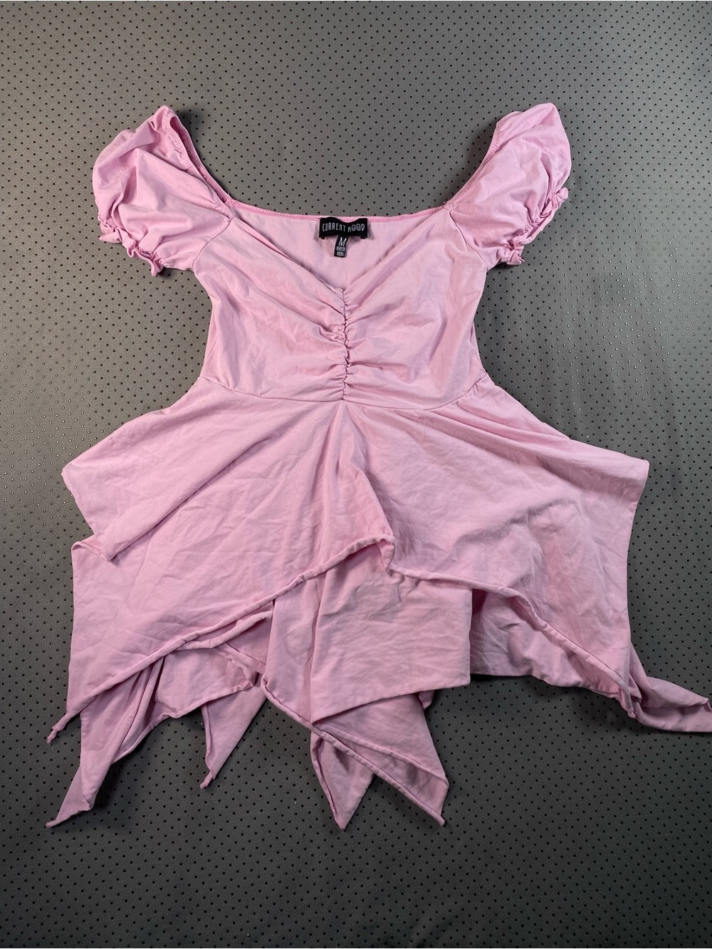 Current Mood Pink Asymmetrical Handkerchief Hem Top